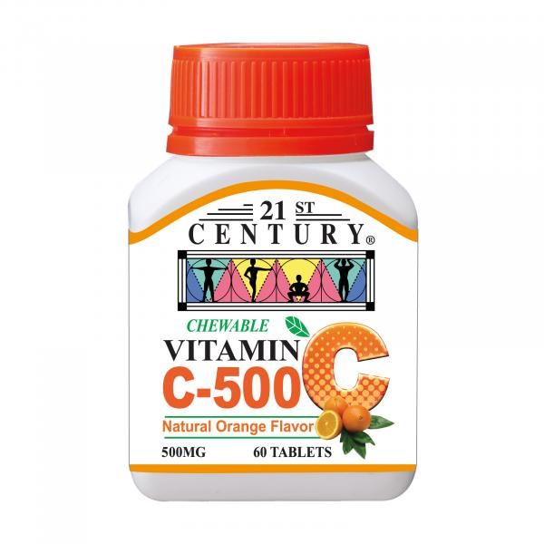 21st Century 60's Vitamin C 500 mg Orange Chewable Food and Drink Supplies 4.BOTTLE-VitaminC500mgOrangeChewable60sSHS1003