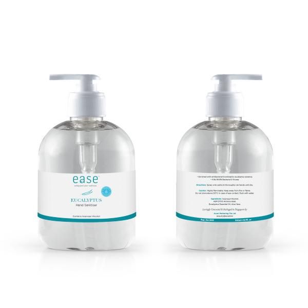 EASE 500ml Eucalyptus Pump Sanitizer With AEM Personal Care Products Personal Protective Equipment (PPE) KHO1113Axxel_EaseSanitizer500mlPumpBottleEucalyptusWithShieldOnIcon