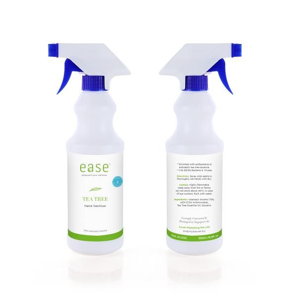 EASE 500ml Tea Tree Spray Sanitizer With AEM Personal Care Products Personal Protective Equipment (PPE) KHO1092Axxel_EaseSanitizer500mlSprayBottleTeaTreeWithShieldIcon