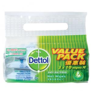 10's Dettol Anti Bacterial Wet Wipes Value Pack Personal Care Products kbf1006