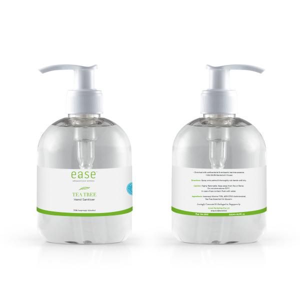 EASE 500ml Tea Tree Pump Sanitizer Personal Care Products Personal Protective Equipment (PPE) Axxel_EaseSanitizer500mlPumpBottleTeaTreeWithShieldOnIcon