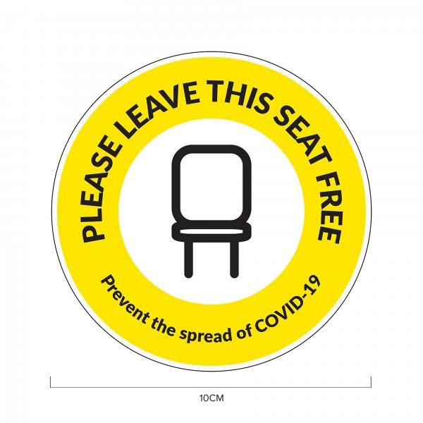 Seat Free Social Distancing Sticker 10*10cm Printing  Display & Signages ZST1003YLW