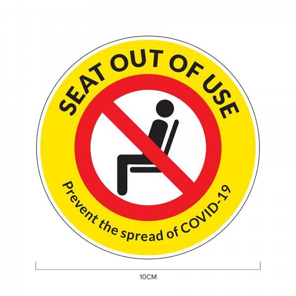 Seat Out of Use Social Distancing Sticker 10*10cm Printing  Display & Signages ZST1004YLW