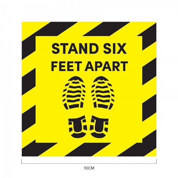 Stand 6ft Apart Social Distancing Sticker 10*10cm Printing  Display & Signages ZST1008YLW