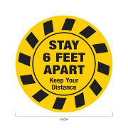 Stay 6ft Apart Social Distancing Sticker 10*10cm Printing  Display & Signages ZST1009YLW