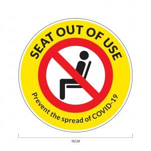 Seat Out of Use Social Distancing Sticker 15*15cm Printing  Display & Signages ZST1015YLW