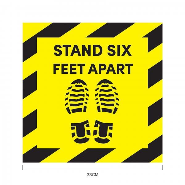 Stand 6ft Apart Social Distancing Sticker 33*33cm Printing  Display & Signages ZST1022YLW