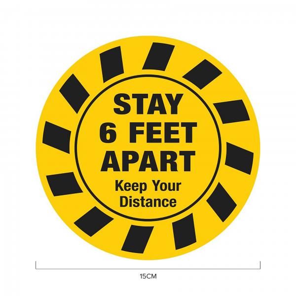 Stay 6ft Apart Social Distancing Sticker 15*15cm Printing  Display & Signages ZST1023YLW