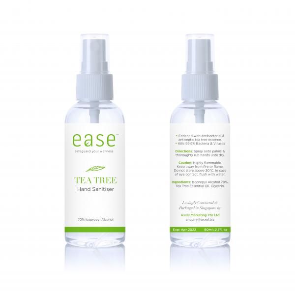 EASE 80ml Tea Tree Spray Sanitizer Personal Care Products Back To Work Axxel Ease Products_80ml (Tea Tree)