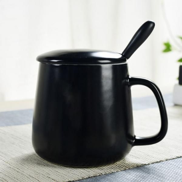Minimalist Ceramic Mug with Lid & Spoon Household Products Drinkwares New Arrivals 2
