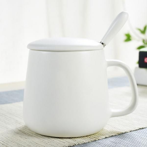 Minimalist Ceramic Mug with Lid & Spoon Household Products Drinkwares New Arrivals 3