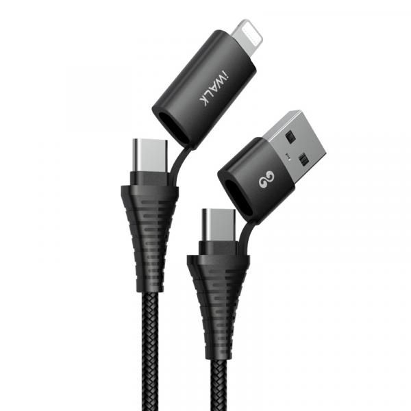 iWALK 4-in-1 Charge & Sync Cable - BK (60W PD & QC3.0) Electronics & Technology Computer & Mobile Accessories New Arrivals 3