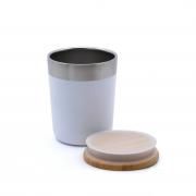 300ml Vacuum Coffee Tumbler With Bamboo Lid  Household Products Drinkwares New Arrivals 300ml-Vacuum-Coffee-Tumbler-With-Bamboo-Lid-WHITE-2-DD1031WHT