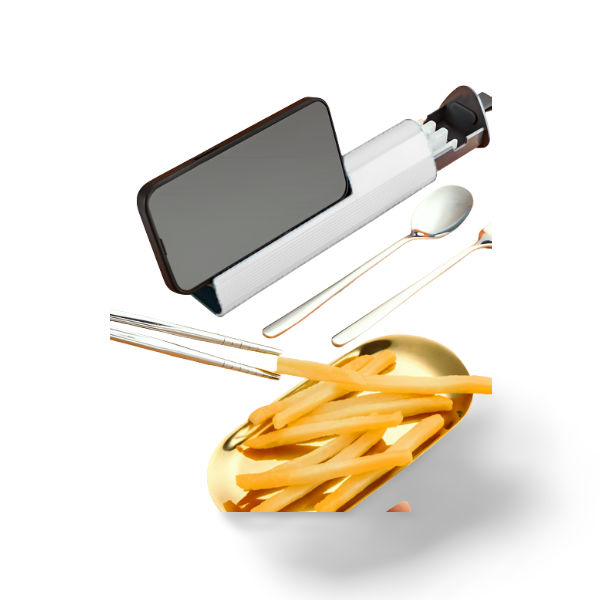 3 in 1 Stainless Steel Cutlery Set With Phone Holder  Household Products Best Deals Cutlery Sets Utensils-with-Phone-Holder_Function-White