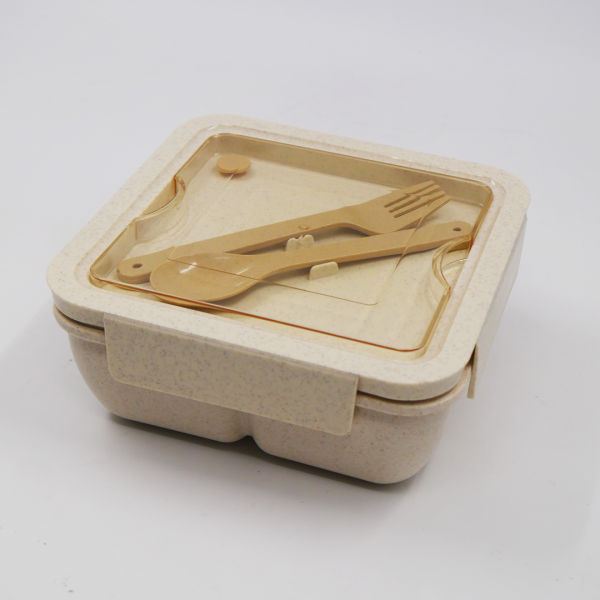 Lunch Box With Cutlery Set  Household Products Kitchenwares New Arrivals Lunch Boxes Lunch-Box-With-Cutlery-Set-BEIGE-3-DK1029BEI