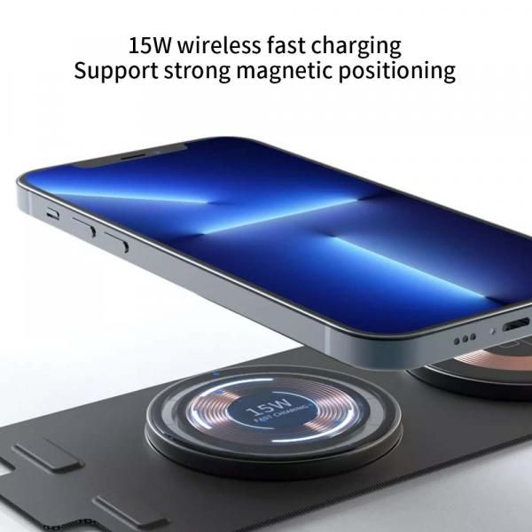 3-in-1 Transparent Foldable Magnetic Dual 15W+15W Wireless Charger Electronics & Technology New Arrivals Powerbanks / Chargers EMP1105-9e