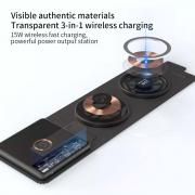 3-in-1 Transparent Foldable Magnetic Dual 15W+15W Wireless Charger Electronics & Technology New Arrivals Powerbanks / Chargers EMP1105-7e