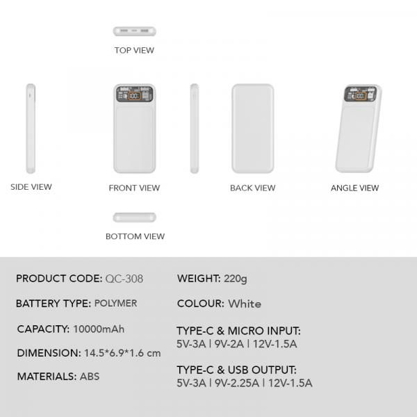 QC-308 22.5W Super Quick Charge Powerbank 10000Mah  Electronics & Technology New Arrivals 14