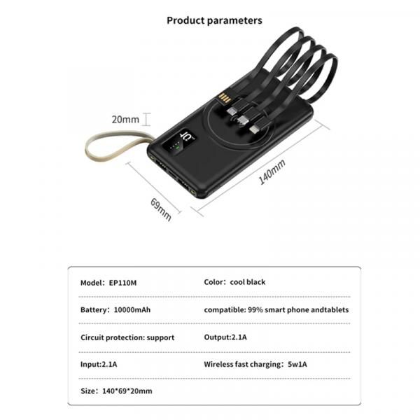 F-810 Wireless Charging 4 X Built In Cable + 2 Usb Powerbank  Electronics & Technology New Arrivals Powerbanks / Chargers 4