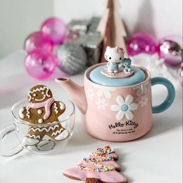 SANRIO HELLO KITTY COLLECTION - CERAMIC TEAPOT WITH GLASS CUP Household Products New Arrivals Cups / Mugs Licensed Products HKP1059-PIK-2