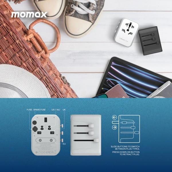 Momax 1-WORLD PD 35W 5-Port + AC Travel Adapter  Electronics & Technology New Arrivals Travel Adaptors EGT1033-06.jpg