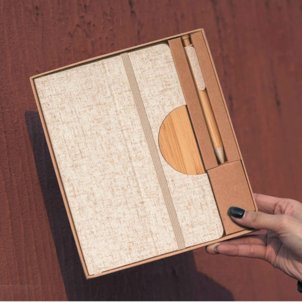 Linen & Bamboo Blend Notebook Set  Office Supplies Pen & Pencils New Arrivals Notebooks / Notepads Eco-friendly Gift 3.PNG