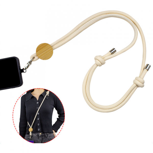 Cotton Lanyard with Bamboo Tag  Office Supplies New Arrivals Lanyards Eco-friendly Gift 2.PNG