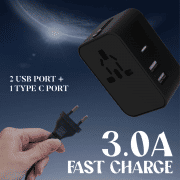 MC801 Travel Adaptor - 2U + 1C - 3.0A Fast Charge  Electronics & Gadgets Travel & Outdoor Accessories Other Travel & Outdoor Accessories New Arrivals Adaptors EGT1040-02.png