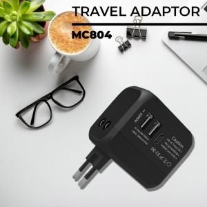 MC804 Travel Adaptor - 2U + 1C - 3.0A Fast Charge  Electronics & Gadgets Travel & Outdoor Accessories Other Travel & Outdoor Accessories New Arrivals Adaptors EGT1042-01.jpg