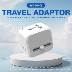 MC804Q Travel Adaptor - 2U  Electronics & Gadgets Travel & Outdoor Accessories Other Travel & Outdoor Accessories New Arrivals Adaptors EGT1043-01.png