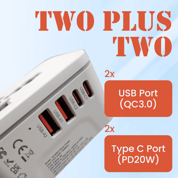 Travel Adaptor - 2U  Electronics & Gadgets Travel & Outdoor Accessories Other Travel & Outdoor Accessories New Arrivals Adaptors EGT1046-02.png