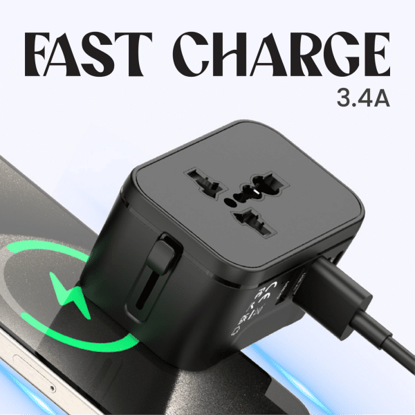 Travel Adaptor - 2U + 2C - 3.4A Fast Charge  Electronics & Gadgets Travel & Outdoor Accessories Other Travel & Outdoor Accessories New Arrivals Adaptors EGT1045-07.png