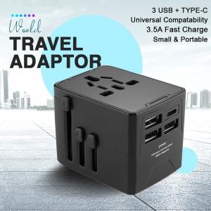 Travel Adaptor - 3U + 1C - 3.5A Fast Charge  Electronics & Gadgets Travel & Outdoor Accessories Other Travel & Outdoor Accessories New Arrivals Adaptors EGT1044-01.jpg