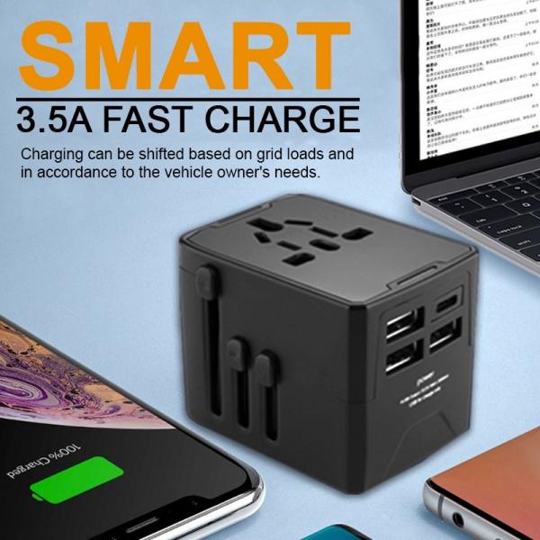 Travel Adaptor - 3U + 1C - 3.5A Fast Charge  Electronics & Gadgets Travel & Outdoor Accessories Other Travel & Outdoor Accessories New Arrivals Adaptors EGT1044-03.jpg