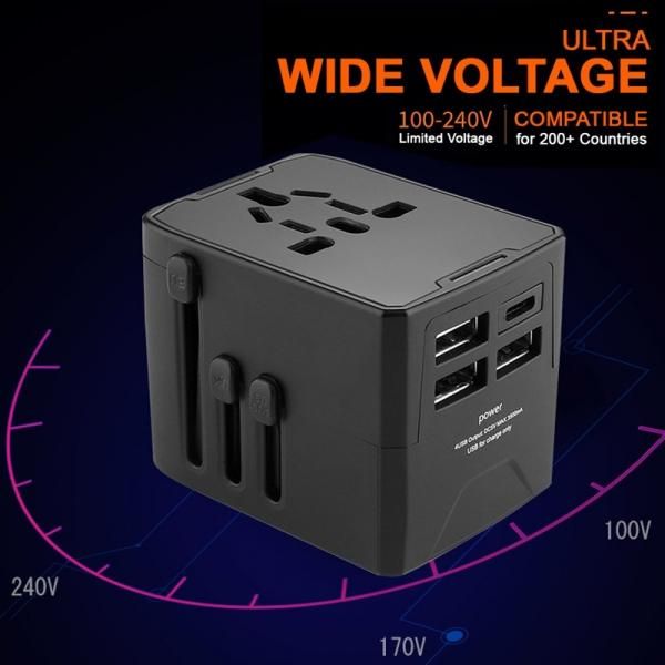 Travel Adaptor - 3U + 1C - 3.5A Fast Charge  Electronics & Gadgets Travel & Outdoor Accessories Other Travel & Outdoor Accessories New Arrivals Adaptors EGT1044-06.jpg