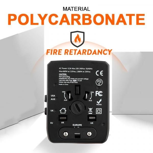 Travel Adaptor - 3U + 1C - 3.5A Fast Charge  Electronics & Gadgets Travel & Outdoor Accessories Other Travel & Outdoor Accessories New Arrivals Adaptors EGT1044-08.jpg