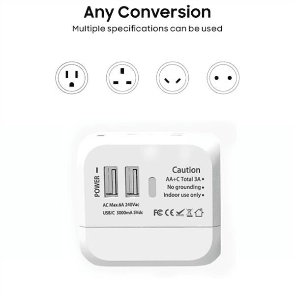Travel Adaptor - 2U  Electronics & Gadgets Travel & Outdoor Accessories Other Travel & Outdoor Accessories New Arrivals Adaptors EGT1043-04.png