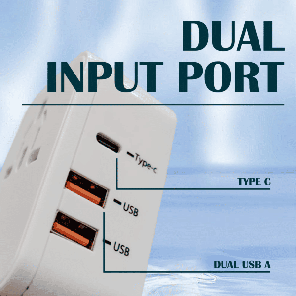 Travel Adaptor - 2U  Electronics & Gadgets Travel & Outdoor Accessories Other Travel & Outdoor Accessories New Arrivals Adaptors EGT1041-04.png