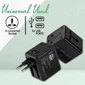 Travel Adaptor - 2 USB - 2.1A Fast Charge  Electronics & Gadgets Travel & Outdoor Accessories Other Travel & Outdoor Accessories New Arrivals Adaptors EGT1039-01.jpg