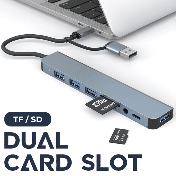 HUB08 - 4U + 1C + 1TF + 1SD + 3.5mm Jack USB Hub  Electronics & Gadgets Others Computer & Mobile Accessories Gadget New Arrivals EMU1012-02.png