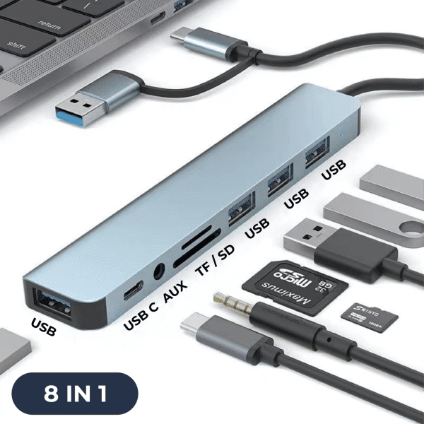 HUB08 - 4U + 1C + 1TF + 1SD + 3.5mm Jack USB Hub  Electronics & Gadgets Others Computer & Mobile Accessories Gadget New Arrivals EMU1012-06.png