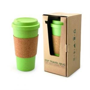 PSP Hot Beverage Travel Mug With Cork Sleeve Household Products Drinkwares Best Deals CLEARANCE SALE UMG1501Grn