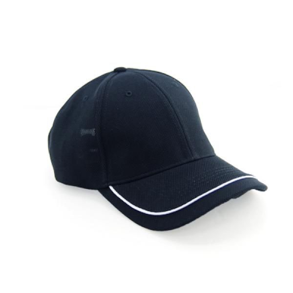 Cool Max Cap with Piping on Peak Headgears CAP1108Blk