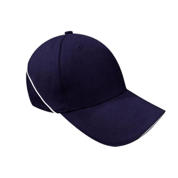 Brushed Cotton Cap w Piping Sandwich Silver Buckle-AP Headgears CAP1104BLU