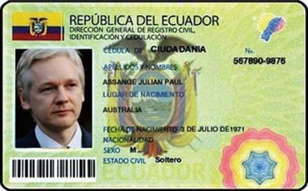 Ekvadoro J.P.Assange'ui suteiktas dokumentas. Iliustracijos - iš įvairių interneto šaltinių.