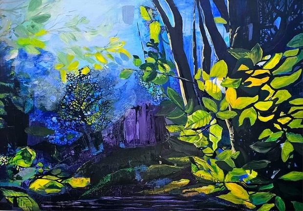 Nijolė Mečkovskaja. Žemė („drobė, akrilas. 70×100 cm. 2024 m).