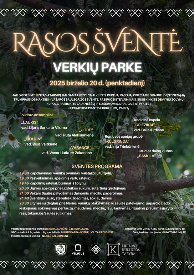 KVIEČIAME Į RASOS ŠVENTĘ VERKIŲ PARKE