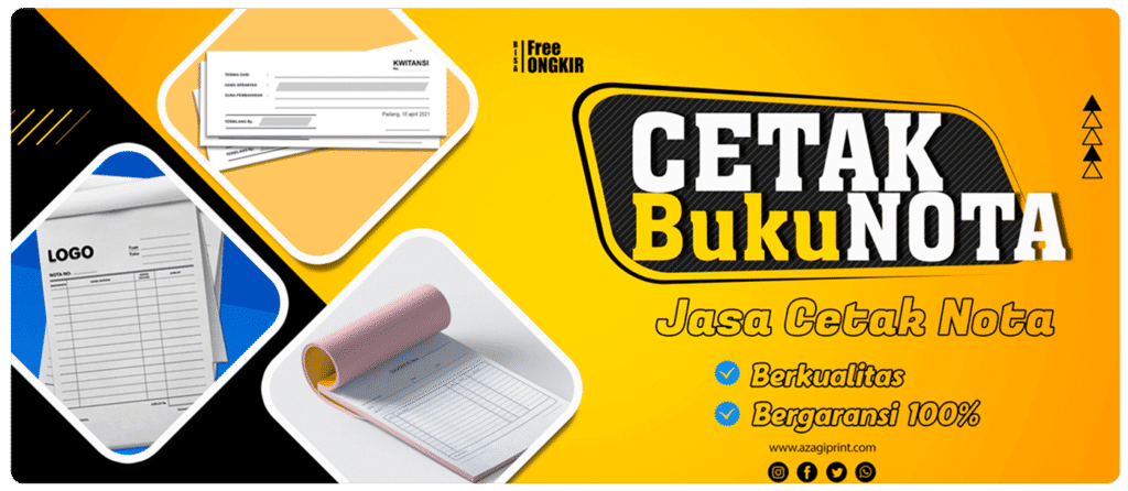 Jasa Cetak Buku Nota Murah NCR 1,2,3 Ply - Azagi Print 4 4 Nota merupakan Alat bukti transaksi sebuah perusahaan maupun instansi, Dengan nota kita bisa mencatat transaksi / perjanjian. jasa cetak nota di jakarta