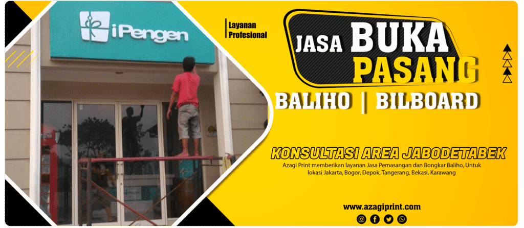 Jasa Pasang Baliho di Jakarta | Pemasangan Spanduk | T Banner 5 5 Jasa Pasang Baliho di Jakarta. Pasang Bongkar Baliho, Pemasangan spanduk, memasang umbul-umbul, Pemasangan T Banner dan sarana promosi lainnya jika dilihat secara singkat memang terlihat sederhana dan tampak mudah. Akan tetapi pada Realitanya di lapangan tidak semudah itu, kita harus memahami dan mempertimbangkan serta cermat Jasa Pasang Baliho di jakarta