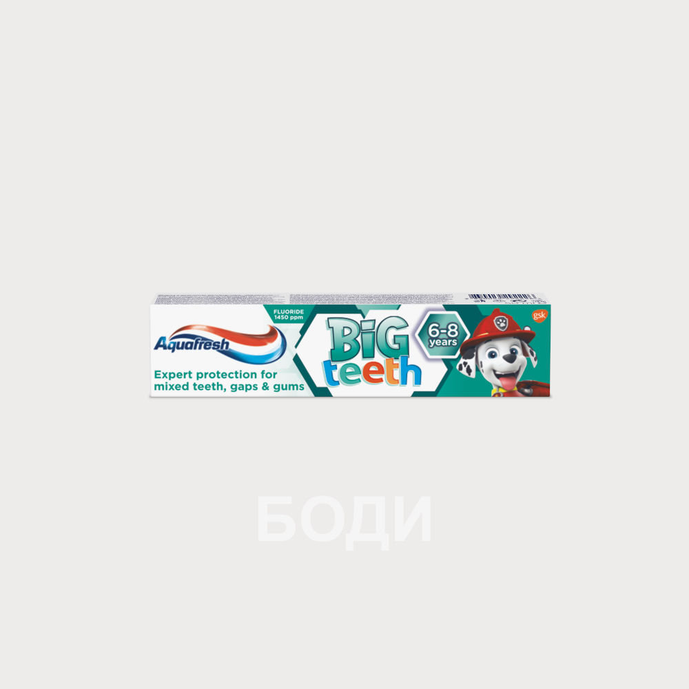 АКВАФРЕШ ДЕТСКА ПАСТА ЗА ЗЪБИ 6-8 ПЕС ПАТРУЛ